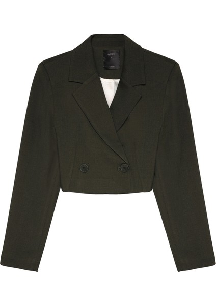 Vatka Detaylı Crop Blazer Ceket Haki fiyatları