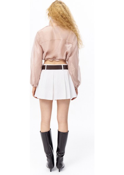 Organze Tül Detaylı Bomber Ceket Bej indirimleri