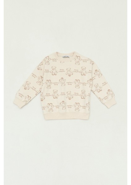 Ayıcık Baskılı Kız Çocuk Sweatshirt
