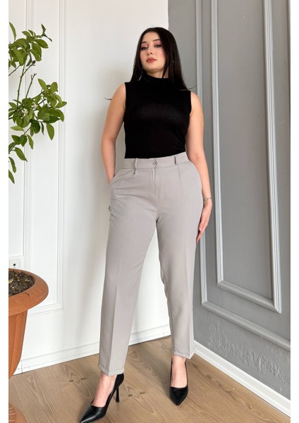 Kadın Battal Düğmeli Pantolon 7730