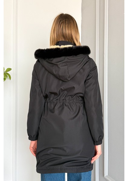 Kadın Kapüşonlu Bondit Kaban 9129 fırsatları