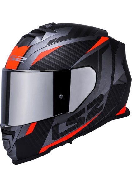 Storm 2 Racer Turuncu Kapalı Motosiklet Kaskı Gri Camlı