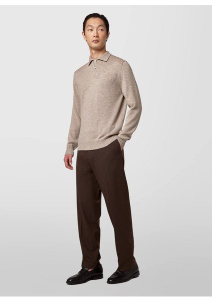 Polo Yaka Slim Fit Gri Erkek Kazak AU-7040B Jumper Polo