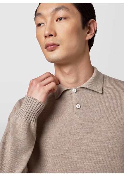 Polo Yaka Slim Fit Gri Erkek Kazak AU-7040B Jumper Polo modelleri