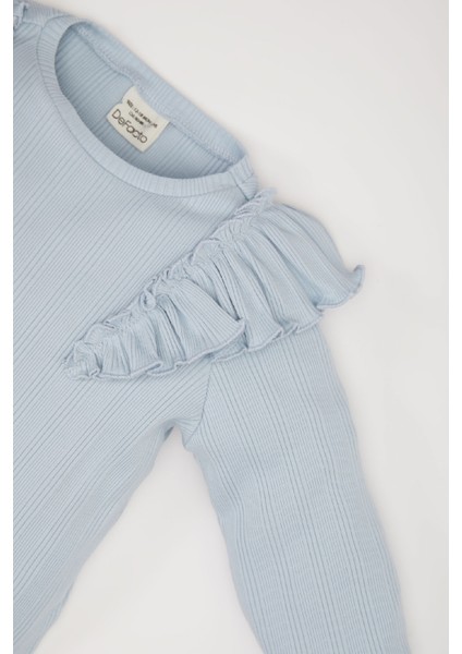 Kız Bebek Bisiklet Yaka Fitilli Kaşkorse Fırfırlı Uzun Kollu Tişört D9381A525SP fiyatları