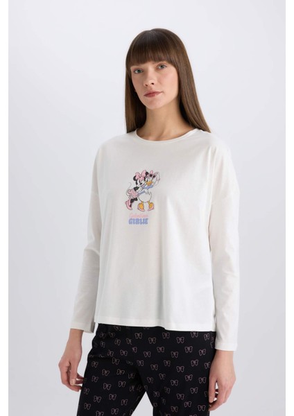 Disney Mickey Mouse &Friends Pijama Takımı Uzun Kollu Üst Esnek Belli Uzun Altı-Fall in Love D8464AX25SP