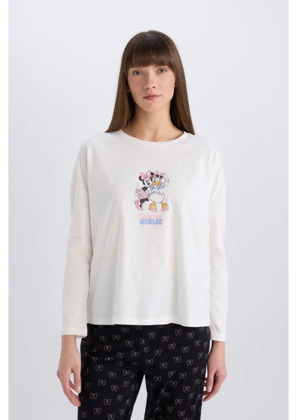 Disney Mickey Mouse &Friends Pijama Takımı Uzun Kollu Üst Esnek Belli Uzun Altı-Fall in Love D8464AX25SP