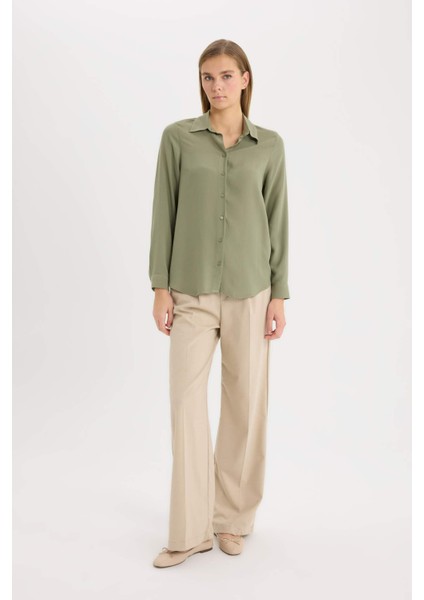 Regular Fit Basic Düz Uzun Kollu Siyah Gömlek Z6472AZ25SP fiyatları