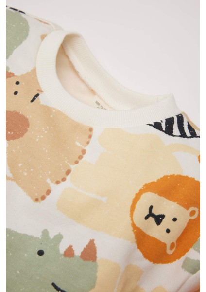 Erkek Bebek Bisiklet Yaka Hayvan Desenli Sweatshirt D9587A525SP