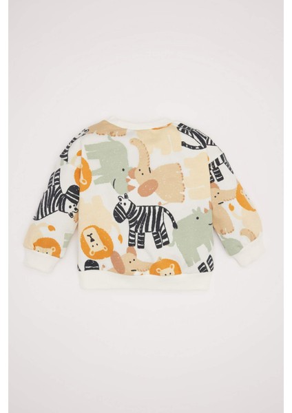Erkek Bebek Bisiklet Yaka Hayvan Desenli Sweatshirt D9587A525SP