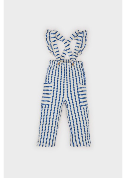 Kız Bebek Desenli Cepli Askılı Pantolon D9446A525SP