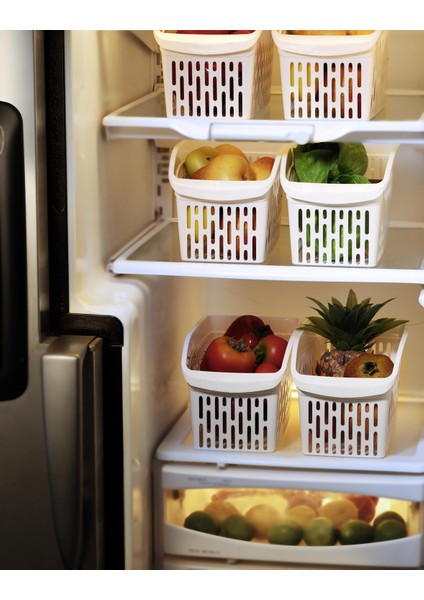 Buzdolabı Sepeti Dolap Içi Düzenleyici Sepet Organizer Beyaz 4 Adet 30X16X17 No:2