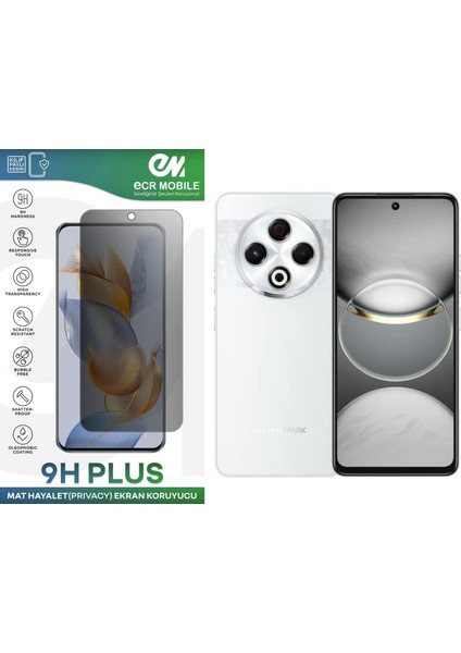 Tecno Spark 30 (KL6)/ Tecno Spark 30 Pro(KL7) Ekran Koruyucu Tam Uyumlu 9h Esnek Nano Kırılmayan Mat Hayalet(Privacy)