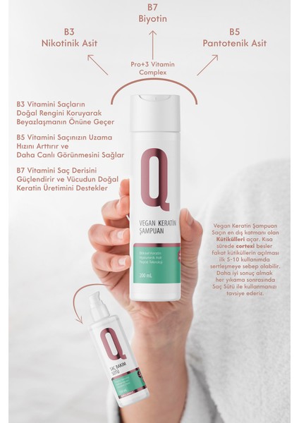 Pro 3 Vitamin Complex Vegan Sülfatsız Keratin Şampuan ve Parlaklık Sağlayıcı Vegan Saç Bakım Sütü fiyatları