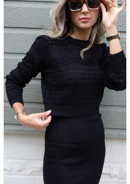 Siyah Ajurlu Kazak Elbise Takım modelleri