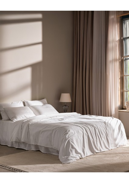 Magou Çift Kişilik Pamuk Brodeli Saten Nevresim Takımı - Beyaz