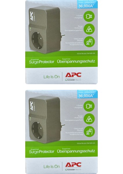 (2 Adet) Apc Tekli Akım Korumalı Priz (Siyah)