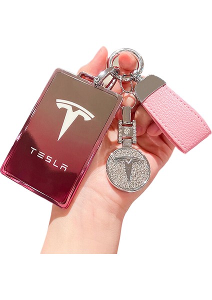 Tesla Anahtarlık Model3/Modely/Modelx/Y/Kart Için Erkekler Ve Kadınlar Için Anahtarlık Kılıfı (Tek Kabuk + Küçük Kolye Ucu) (Yurt Dışından)