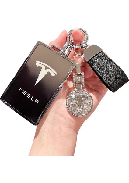 Tesla Anahtarlık Model3/Modely/Modelx/Y/Kart Için Erkekler Ve Kadınlar Için Anahtarlık Kılıfı (Tek Kabuk + Küçük Kolye Ucu) (Yurt Dışından)