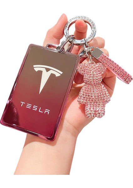 Tesla Anahtarlık Model3/Modely/Modelx/Y/Kart Için Erkekler Ve Kadınlar Için Anahtarlık Kılıfı (Tek Kabuk + Küçük Kolye Ucu) (Yurt Dışından)