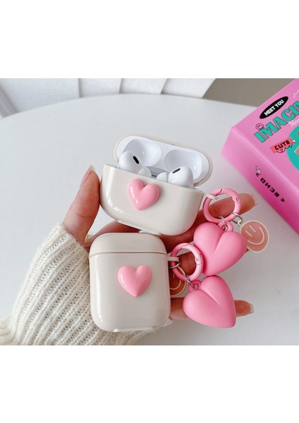 Gülen Pembe Aşk Airpods Kulaklık Kılıfı Apple Şeker Rengi Için Bluetooth Koruyucu Kapak (Airpods 1/2) (Yurt Dışından)