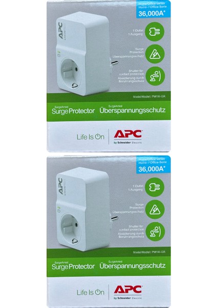 (2 Adet) Apc Tekli Akım Korumalı Priz (Beyaz)