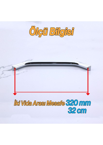 Şahin Krom Gümüş Metal Kulp 320 mm - 32 cm Mobilya Çekmece Mutfak Dolabı Dolap Kulpları Kulb Kulpu fiyatları