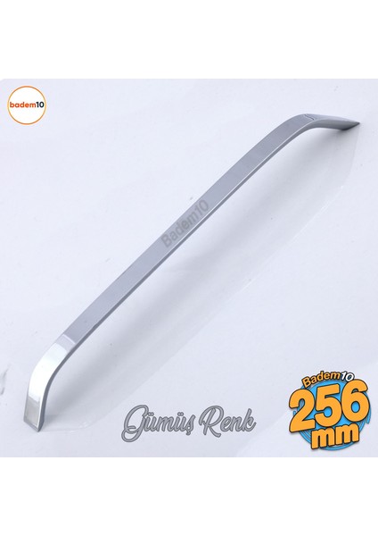 Şahin Krom Gümüş Metal Kulp 256 mm - 25.6 cm Mobilya Çekmece Mutfak Dolabı Dolap Kulpları Kulb Kulpu