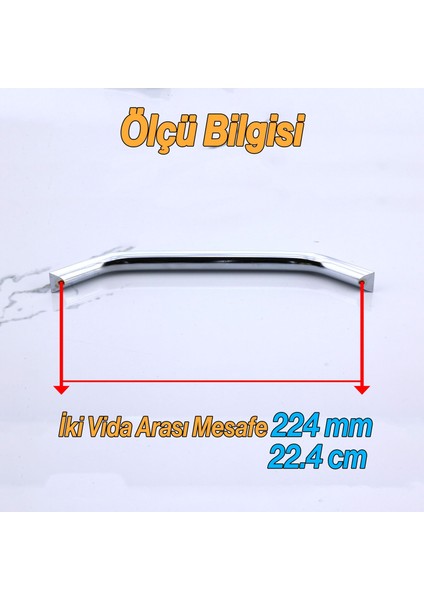 Şahin Krom Gümüş Metal Kulp 224 mm - 22.4 cm Mobilya Çekmece Mutfak Dolabı Dolap Kulpları Kulb Kulpu fiyatları
