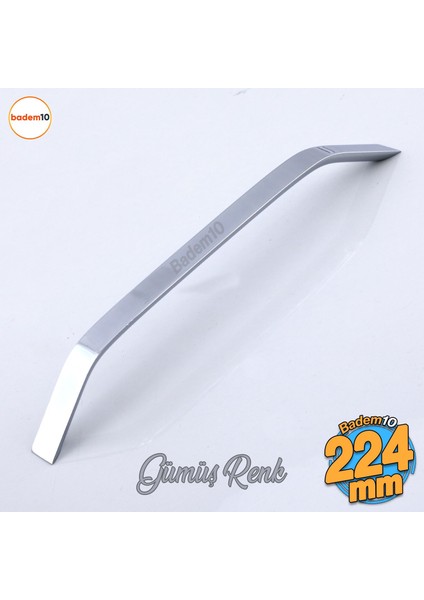 Şahin Krom Gümüş Metal Kulp 224 mm - 22.4 cm Mobilya Çekmece Mutfak Dolabı Dolap Kulpları Kulb Kulpu