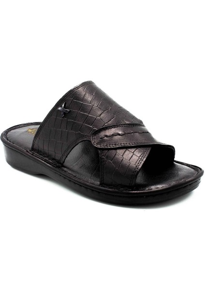 Deri Erkek Terlik Hafif Terlik Deri 3D Siyah modelleri