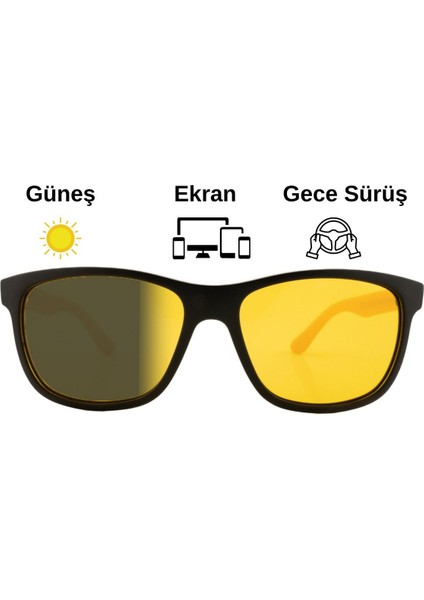 Antifar Fotokromik 3in1 Gözlük | Gece Sürüş | Ekran | Güneş | TS012