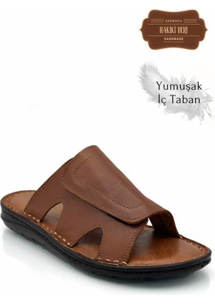 Gerçek Deri Erkek Terlik Hafif Terlik Deri C Taba