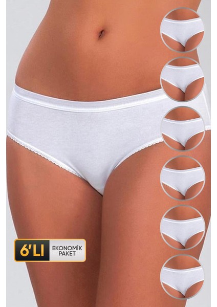 Kadın Basic Beyaz Bikini 623 6'lı Ekonomik Paket