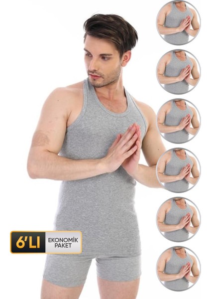 Erkek Ribana Spor Gri Atlet 915 6'lı Ekonomik Paket