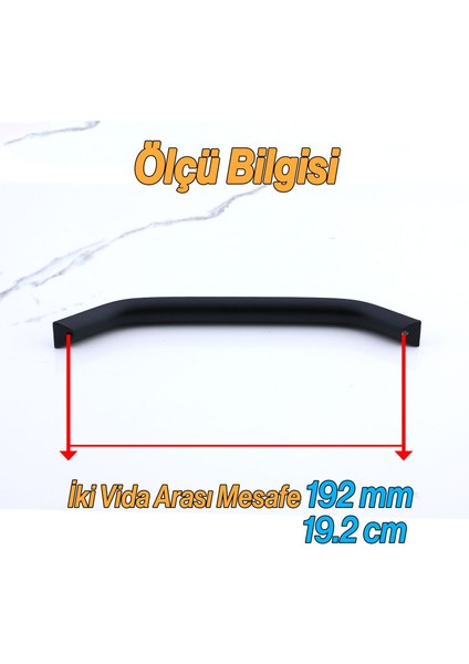 Şahin Siyah Metal Kulp 192 mm - 19.2 cm Mobilya Çekmece Mutfak Dolabı Dolap Kulpları Kulbu Kulpu