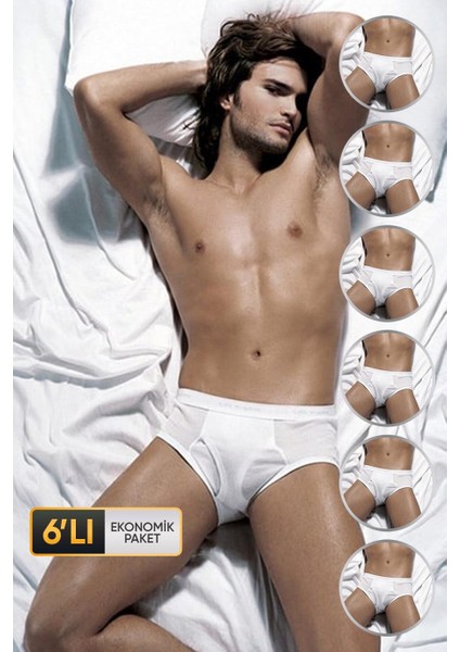 Erkek Ribana Klasik Beyaz Slip 860 6'lı Ekonomik Paket