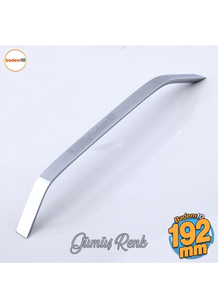 Şahin Krom Gümüş Metal Kulp 192 mm - 19.2 cm Mobilya Çekmece Mutfak Dolabı Dolap Kulpları Kulbu Kulpu