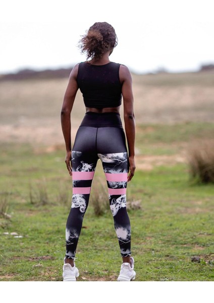 Baseni Siyah Duman Desen Spor Tayt