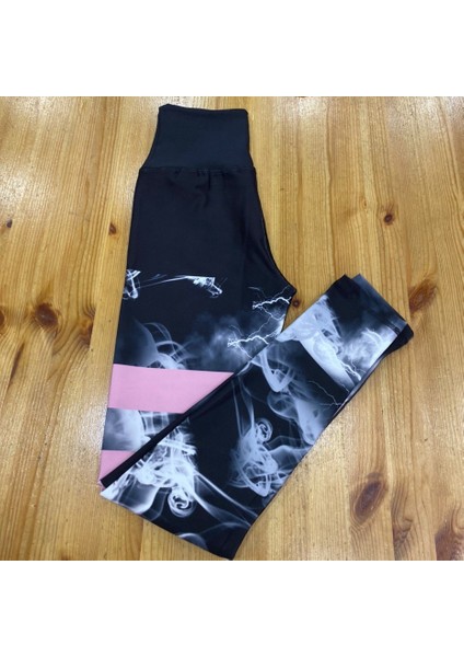 Baseni Siyah Duman Desen Spor Tayt indirimleri