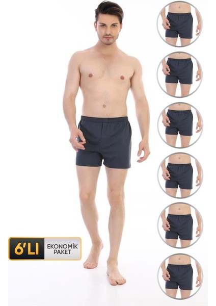 Erkek Penye Füme Boxer 805 6'lı Ekonomik Paket