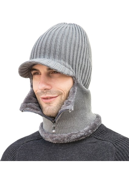 Erkek Yeni Sonbahar ve Kış Örme Şapka Açık Kazak Şapka Yastıklı Yün Şapka (Yurt Dışından)