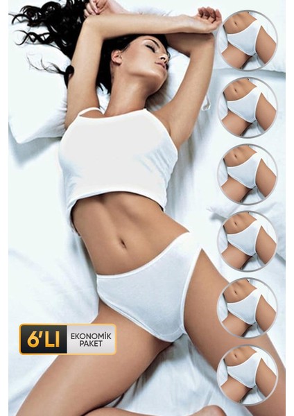 Kadın Bikini Beyaz Külot 515 6'lı Ekonomik Paket