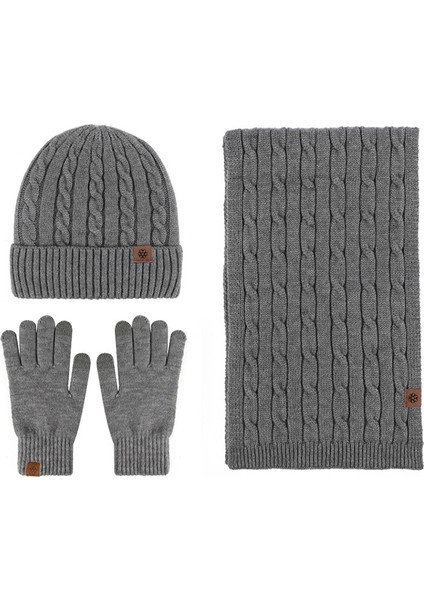 Yeni Şapka Atkı Eldiven Üç Parçalı Takım Kış Erkek Soğuk Sıcak Üç Parçalı Takım (Yurt Dışından)