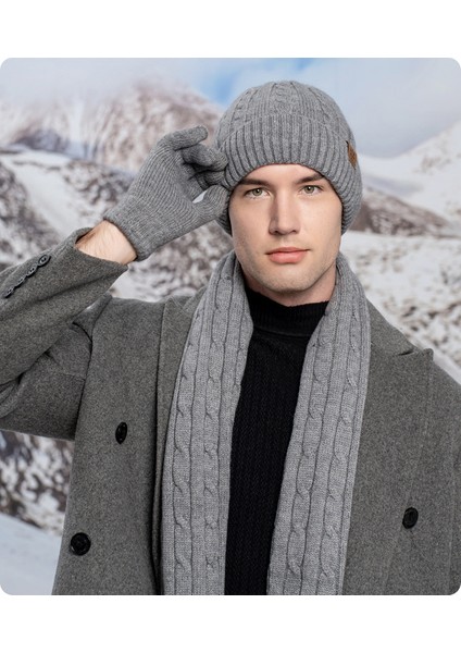 Yeni Şapka Atkı Eldiven Üç Parçalı Takım Kış Erkek Soğuk Sıcak Üç Parçalı Takım (Yurt Dışından) fiyatları