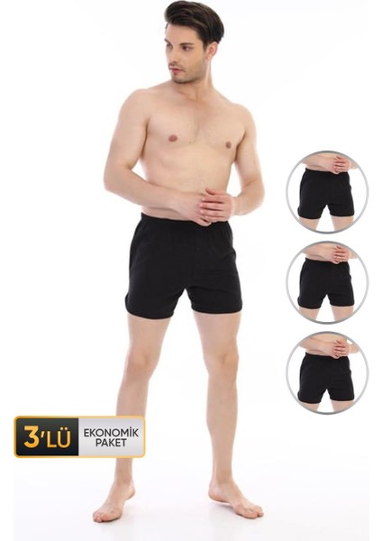 Erkek Süpem Siyah Spor Külot 791 3'lü Ekonomik Paket