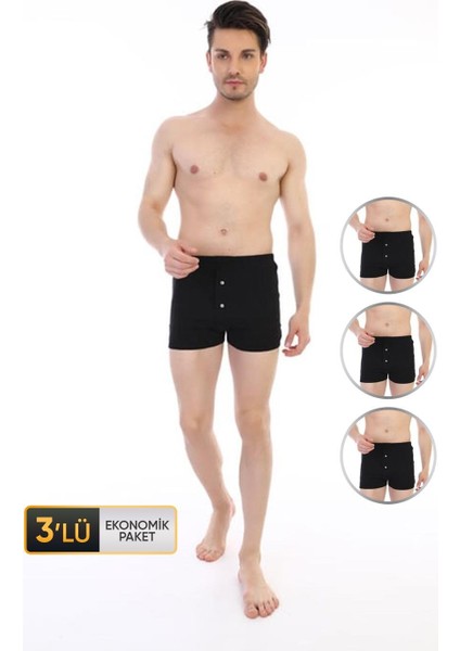Erkek Elastanlı Siyah Spor Külot 800 3'lü Ekonomik Paket