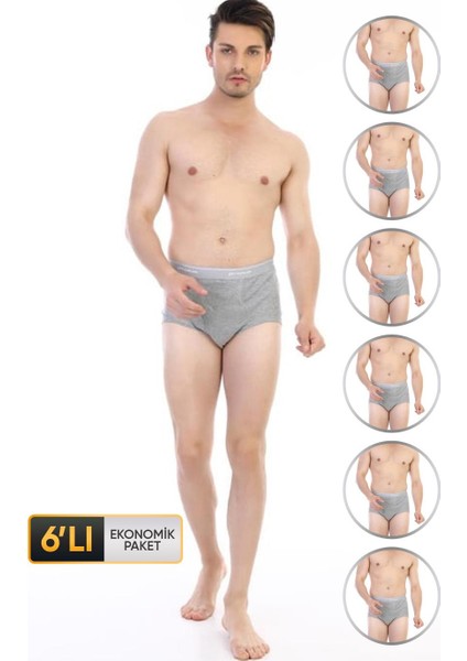 Erkek Ribana Klasik Gri Melanj Slip 860 6'lı Ekonomik Paket