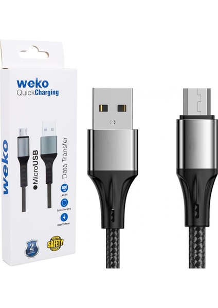 WK-22023 USB TO MICRO USB ÖRGÜLÜ GRİ 1 MT ŞARJ KABLOSU (NO:14)