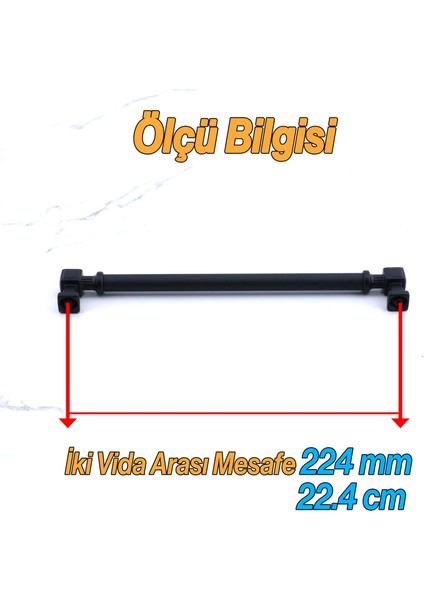Talas 224 mm Düz Siyah Metal Kulp Mobilya Çekmece Mutfak Dolabı Dolap Kulpları Kulb 22.4 cm fiyatları